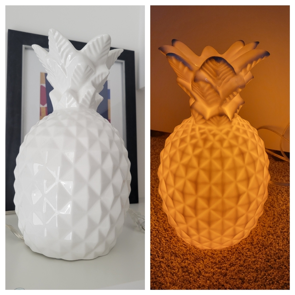 White Ceramic Pineapple Table‎ Lamp Coastal Tropical Style